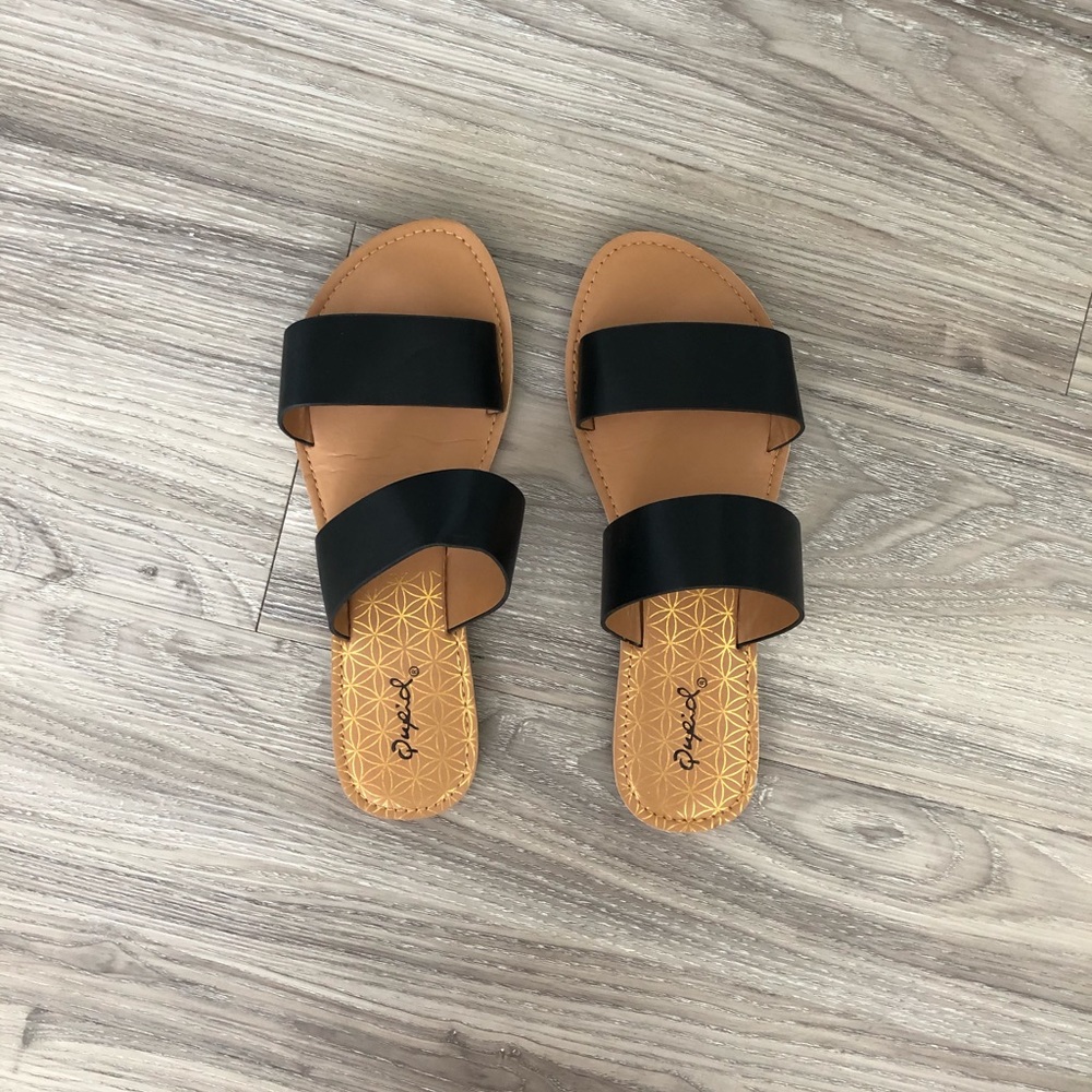 Black double strap sandals